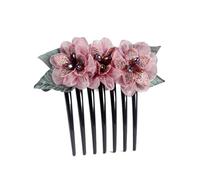 Peines para el Pelo de Novia, Peine Lateral Para El Cabello Con Flor De Rosa Boda Fiesta Velada(Pink)
