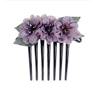 Peines para el Pelo de Novia, Peine Lateral Para El Cabello Con Flor De Rosa Boda Fiesta Velada(Purple)