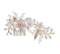 Peines para el Pelo de Novia, Peinetas Laterales Para El Cabello Para Novia, Peineta Para El Cabello De Boda, Flores De Oro Blanco, Accesorios Para El Cabello De Perlas, Pinzas Para El Cabello Para No