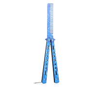 Peines para hombre, peine plegable, peine plegable de acero inoxidable, cepillo para barba, entrenamiento a la deriva, cuchillo de mariposa, peine de peluquería, peine para la caspa (F)