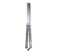 Peines para hombre, peine plegable, peine plegable de acero inoxidable, cepillo para barba, entrenamiento a la deriva, cuchillo de mariposa, peine de peluquería, peine para la caspa (C)