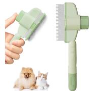 Peines para mascotas, peine antipulgas para perros con botón de autolimpieza con un solo clic, peine de dientes de metal de acero inoxidable para mascotas que se desprenden y enredan (verde)