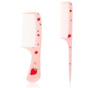 Peines para mujer, 2 piezas de peines para el pelo de frutas de fresa rosa, peine de plástico de dientes finos de cola de rata, herramientas de peinado para mujeres y niñas, todo tipo de cabello,