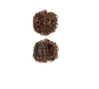 Peines sintéticos de pelo mesurado pieza de pelo ondulado rizado Dish Hair Bun Extension Thick Curly Chignon Hairpiece Clip in Scrunchies Ponytail Extension for Women Ponytail Extension (Light brown)
