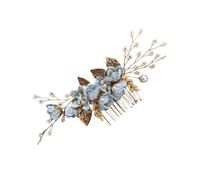 Peineta de novia para bodas, flores, horquilla con diamantes de imitación y perlas sintéticas, accesorio elegante para el pelo para damas de honor