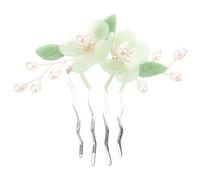 Peineta Floral China Vintage Verde para Moños y Cabello Medio Largo | Aleación Perla y Piedra Azul, Adorno Cómodo, para Hanfu, Cosplay, Danza y Bodas