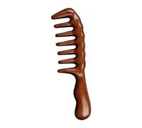 Peineta para desenredar, peine de madera de dientes ancho para cabello rizado, sin peine estático de madera natural de sándalo, soporte para trenzas para mujer (marrón, talla única)