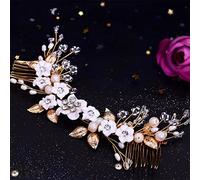 Peineta para el Pelo de Boda, Horquilla de Flores para Mujer, Tocado de Hojas de aleación, Tocado para Concurso de Belleza, Tocado de Novia Taira (HP337 G)
