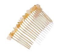Peineta para el pelo de piedra de cristal - Pasador de pelo de cuarzo para accesorios de novia (amarillo)