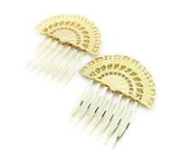 Peinetas Flamencas Doradas Mujer Adorno Peinados Peinecillos Flamencos Baile Flamenco, Accesorio Cabello Peinado Novias Bodas y Fiestas. Peine Abanico Oro Brillo Talla M (Pack 2 Uds)