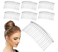 Peinetas Metálicas Pelo, 10 Piezas, Hierro, 20 Dientes | Diseño Asas y Púas Entrelazadas, Superficie Lisa, Blanco Plateado, para Velos y Peinados de Fiesta