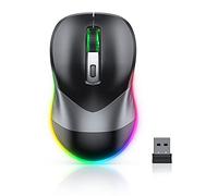 PEIOUS Ratón inalámbrico, mouse Jiggler para laptop, mouse LED recargable, movimiento aleatorio indetectable con botón de encendido/apagado que mantiene la computadora despierta, negro y gris