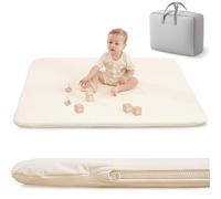 PEIPEIWU Alfombra Gateo Infantil Impermeable,120x120x3cm Alfombrilla de Piel Vegana Extra Gruesa y Super Suave- Plegable e Impermeable - Colchoneta Bebe Suelo para Jugar - Tapete Bebe