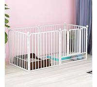 PEIPOOS Pluma para Perros Pet Playpen Panel Pen Bunny Fence Interior Outdoor Fence Playpen Heavy Duty Exercise Pen Dog Crate Cage Perrera (Blanco)