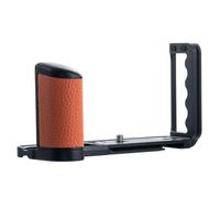 PEIPRO GFX100RF - Empuñadura para cámara tipo U con mango de piel, placa de liberación rápida compatible con diseño de pico y trípodes ARCA, mango de aluminio CNC para GFX100RF (naranja, tipo U)