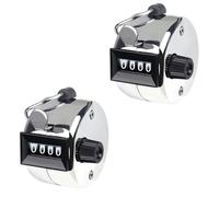 peiqiup 2 Piezas Contador Manual, Contador de clicker de 4 dígitos, Contador de Mano de Metal para Contar, Carcasa de Metal con Anillo, para Sujetar el Dedo, para Golf Sport Coach, Plateado