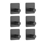 Peiqiup Ganchos Adhesivos Negros (6 Piezas), Inoxidables para Toalla de Baño, Accesorio de Parede Impermeable, Sin Taladrar, para Baño y Cocina