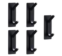 peiqiup Ganchos Adhesivos Para Pared Negro (5 Piezas), Inoxidables Colgador Toalla Baño Adhesivo, Accesorio De Pared Sin Taladrar, Impermeable, Para Baño y Cocina, Negro, Conexión arriba y abajo