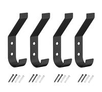 peiqiup Perchas pared Negro de Metal (4 Piezas), Ganchos para Abrigos, Para abrigo, bolso, chaqueta, sombrero, percheros versátiles negros para salón, baño, Incluye tornillos DIY, Negro