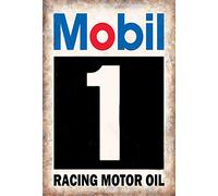 PEI's Mobil 1 Racing Motor Oil Retro Vintage Metal Sign Wall Decor for Home Garage Bar Man Cave, 8x12/20x30cm