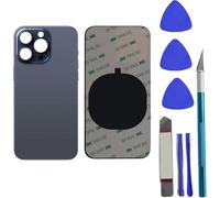 Peixiong Tapa Trasera 15 Pro MAX- Reemplazo de Cristal Trasero para iPhone 15 Pro MAX,Reemplazo de la Cubierta de Vidrio Trasero con Kit de Herramientas de reparación (Titanio Azul)