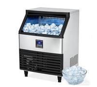 PEIXU 500W Máquina de Hielo Comercial 120KG/24H, Máquina Industrial Portátil con Panel de Control LCD Inteligente, Ideal para Cafeterías, Bares y Hoteles