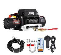 PEIXU 9.5mm x 24m Cabrestante Eléctrico 12 V ATV UTV Capacidad de Remolque 13500 lb/6120 kg Polipastos Eléctricos con Control Remoto Inalámbrico 4.85KW Cabrestante de Automóviles