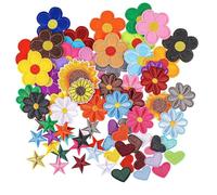 Peiyee 90 Piezas Flores Parche Termoadhesivo,Parches Coloridos De CorazóN,Parches Termoadhesivos Flores,Diy Pegatina De Parche Para Infantil Y Adultos Apliques Patches Para Jeans Camisetas Sombreros