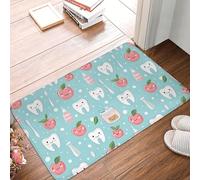 peiyeety Alfombra de baño con Estampado de Dientes de Cepillo de Dientes, 40x60 cm, Antideslizante y Absorbente, Lavable a máquina.