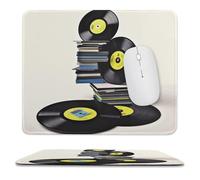 peiyeety Alfombrilla de ratón con Estampado de Discos y Cintas de Vinilo, Divertida y Bonita Alfombrilla para Juegos de Ordenador portátil, Accesorios de decoración para el hogar y la Oficina.