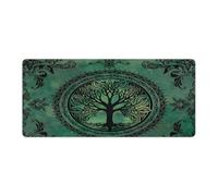 peiyeety Alfombrilla de ratón Grande para Juegos Boho Green Nature, 91 x 40 cm - Alfombrilla XXL para Teclado y ratón - Base de Goma Antideslizante y Bordes cosidos duraderos
