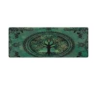 peiyeety Alfombrilla de ratón Grande para Juegos Boho Green Nature de 80 x 30 cm - Alfombrilla XXL para Teclado y ratón - Base de Goma Antideslizante y Bordes cosidos duraderos