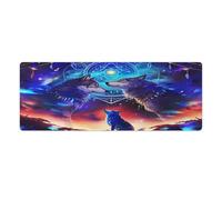peiyeety Alfombrilla de ratón Grande para Juegos Mystical Howling Wolves (80 x 30 cm) - Alfombrilla XXL para Teclado y ratón - Base de Goma Antideslizante y Bordes cosidos Resistentes