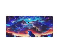 peiyeety Alfombrilla de ratón Grande para Juegos Mystical Howling Wolves (91 x 40 cm) - Alfombrilla XXL para Teclado y ratón - Base de Goma Antideslizante y Bordes cosidos duraderos