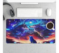 peiyeety Alfombrilla de ratón Grande para Juegos Mystical Howling Wolves de 30 x 60 cm, Base de Goma Antideslizante, Impermeable, para Oficina, hogar y Gamers.