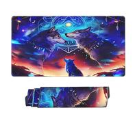 peiyeety Alfombrilla de ratón para Juegos Mystical Howling Wolves (30 x 16), Grande, para Teclado y ratón, Impermeable, Base de Goma Antideslizante y Bordes cosidos.