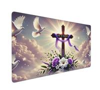 peiyeety Alfombrilla de ratón XXL para Juegos extendida (89,5 x 40,6 cm), diseño de He Has Risen, Antideslizante, Resistente al Agua, para Oficina y hogar.