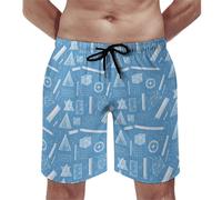 peiyeety Bañador para Hombre con Estampado de ilustración matemática Azul, de Secado rápido y Forro de Malla.