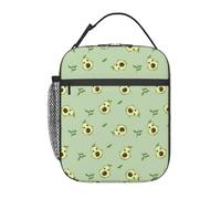 peiyeety Bolsa de almuerzo portátil con aislamiento de gran capacidad, color verde hoja de aguacate, con cremallera y bolsillo de red externo.