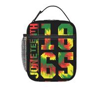 peiyeety Bolsa de almuerzo portátil con aislamiento de gran capacidad, con cremallera y bolsillo de red externo, del Mes de la Historia Afroamericana de Juneteenth de 1865