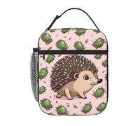 peiyeety Bolsa térmica para el almuerzo con diseño de erizo de dibujos animados para mujeres y hombres, reutilizable, a prueba de fugas, para la oficina y picnic.