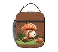 peiyeety Bolsa térmica para el almuerzo con diseño de erizo y setas, reutilizable, a prueba de fugas, para la oficina y picnic.