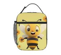peiyeety Bolsa térmica para el almuerzo Happy Bee, reutilizable, a prueba de fugas, para la oficina y picnic.