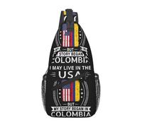 peiyeety Bolso bandolera con la bandera de Colombia y Estados Unidos. Mi historia empezó en Colombia. Mochila bandolera ajustable para deportes, gimnasio, viajes, ciclismo, informal, diagonal.
