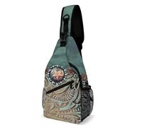 peiyeety Bolso bandolera de cuero rústico con estrellas y diseño de turquesa occidental para hombre y mujer, tipo bandolera, 38 x 20 cm.