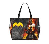 peiyeety Bolso de playa grande The Burning Guitar para mujer con cremallera y bolsillo impermeable, bolso de gimnasio ligero y plegable para viajes, compras, natación, deportes