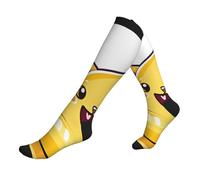 peiyeety Calcetines altos hasta la rodilla para correr con estampado de gato banana feliz para hombre y mujer.