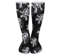 peiyeety Calcetines de astronauta y mono para viajes espaciales, medias largas hasta la rodilla con estampado, calcetines por encima de la pantorrilla para hombres y mujeres.