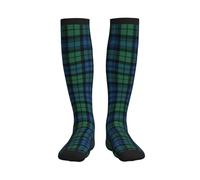 peiyeety Calcetines de compresión a cuadros escoceses del clan Campbell, color verde y azul, para mujer y hombre, hasta la rodilla, para correr