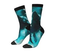 peiyeety Calcetines deportivos casuales con diseño de lobo atrapasueños en blanco y negro para mujeres y hombres.